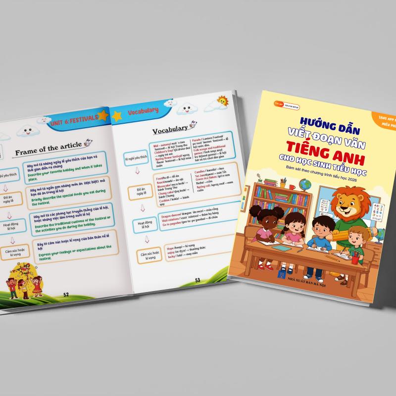 Combo 2 Sách Luyện Viết Tiếng Anh Cho Học Sinh Tiểu Học – 2000 Câu Viết Lại + Hướng Dẫn Viết Đoạn Văn | Tặng App Học