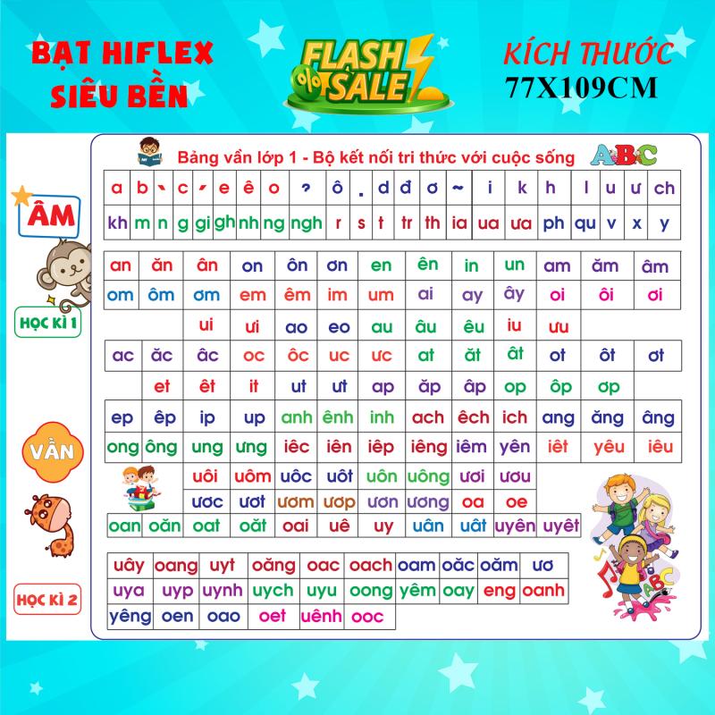 Bảng Âm Vần Dán Tường khổ A0 Bộ Kết Nối Tri Thức Với Cuộc Sống In Trên Bạt Lụa Chất Lượng Cao Siêu Bền