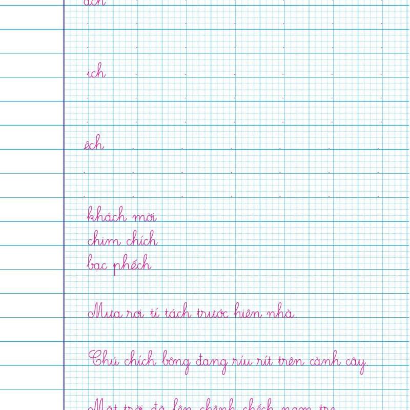 Vở luyện viết Mẫu chữ nhỏ một ô ly